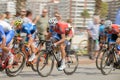 MONTEVIDEO, URUGUAY - APRIL 1, 2018: Cyclists in the last stage, 75 edition of vuelta ciclistica del Uruguay.